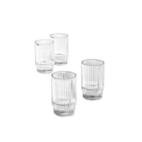 Serene Spaces Living Set of 4 Short Clear Ribbed Glass Votive Holder, Perfect for Weddings and Home Décor, Measures 3.75" Tall and 2.25" Diameter