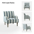 thumbnail image 3 of Upholstered Stripe Armchair Set of 2 Reading Accent Chair Wooden Legs Home Living Room Navy, 3 of 6