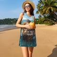thumbnail image 3 of Honeii Hawaiian Swimming Lion Print Women's Sleeveless Dress, Loose Fit Casual Dress for Women, Summer Fashion Dress, 3 of 7