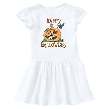 

Inktastic Happy Halloween Kittens in a Pumpkin Gift Baby Girl Dress