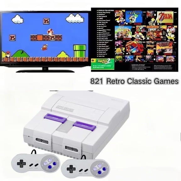 821Games Wireless High Definition Retro Game Console, Retro Two Player Game Console with Two Game Controllers | Compatible with TVs, Computers, and Projectors, Great Choice for Holiday and Cozy Momen