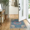 thumbnail image 2 of ODIKA 2'x3' Washable Samll Area Rug Non-Slip, Low Pile Pink Wreath Boho Clusters Faded Border Distressed Vintage Botanical Refined for Entryway, Kitchen, Laundry Room, 2 of 7