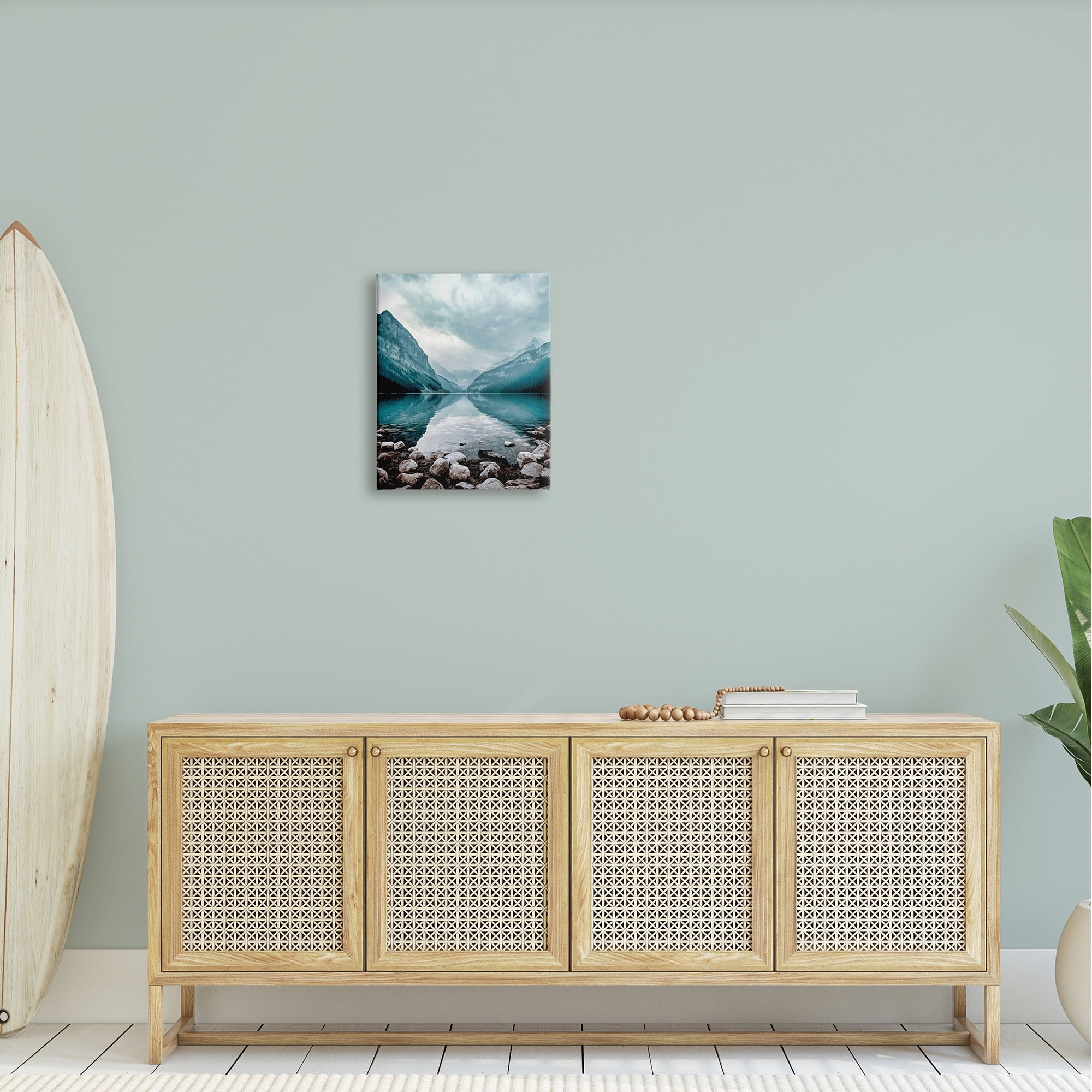 Stupell Industries Breathtaking Rocky River Scenery Blue Mountain Peaks Canvas Wall Art, 24 x 30, Design by Alpenglow Workshop