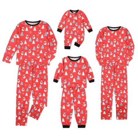 

Zsoznqaky Christmas Pajamas For Family Parent-child Suit Cartoon Snowman Tops+Pants Sleepwear Suit Kids Red 8-9Years