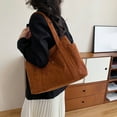 thumbnail image 4 of Corduroy Shoulder Bag for Women, Large Capacity Tote Bag, Casual Handbag Shopping Work Bag for Shopping Work Travel, 4 of 6