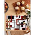 thumbnail image 5 of Red Black Grey Geometric Placemats Set of 4, Middle Century Modern Abstract Art Placemats for Dining Table, Place Mats for Kitchen Tabletop, Waterproof Wipeable Dining Table Mats Set, 5 of 9