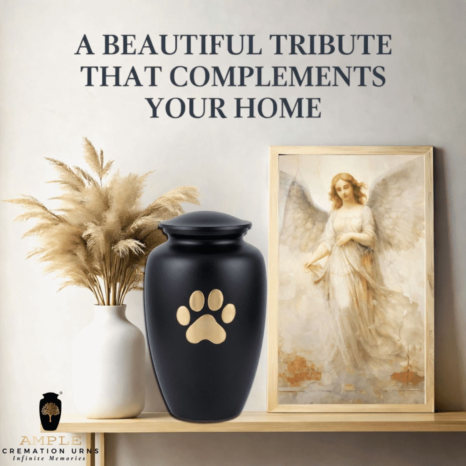 Minimal Paw Print Pet Urn for Ashes Aluminum Cremation Urn Dog Cat Memorial 10 INCH PREMIUM