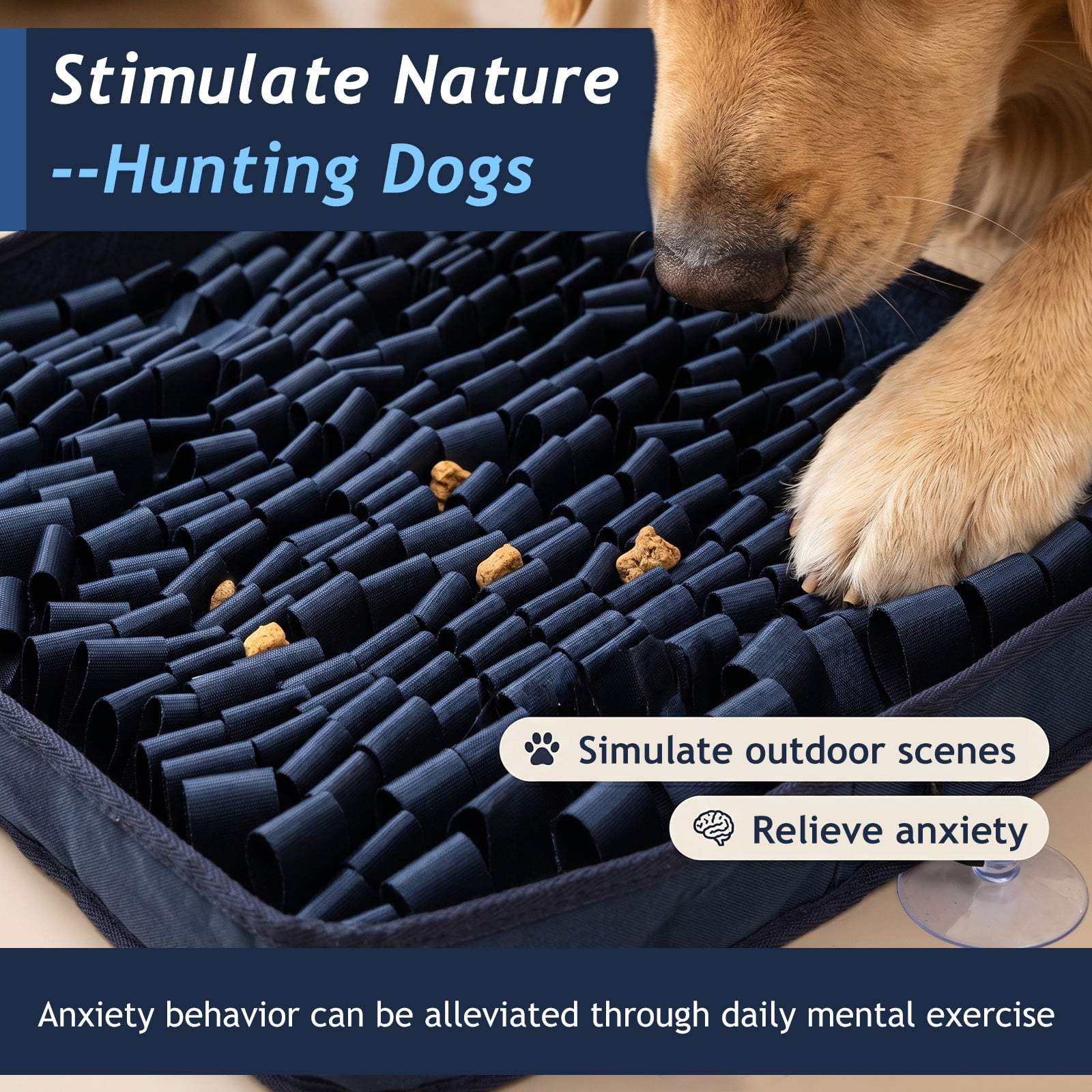 Snuffle Mat for Dogs Interactive Dog Puzzle Toy for Boredom Puppy Enrichment Feeding Game Sniff Mat for Slow Eating and Keep Busy Oxford Cloth Blue