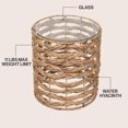 thumbnail image 2 of JONATHAN Y Malaya 16" Bohemian Coastal Handwoven Water Hyacinth Open Weave Round End Table with Glass Top, Natural, TBL2508A, 2 of 6