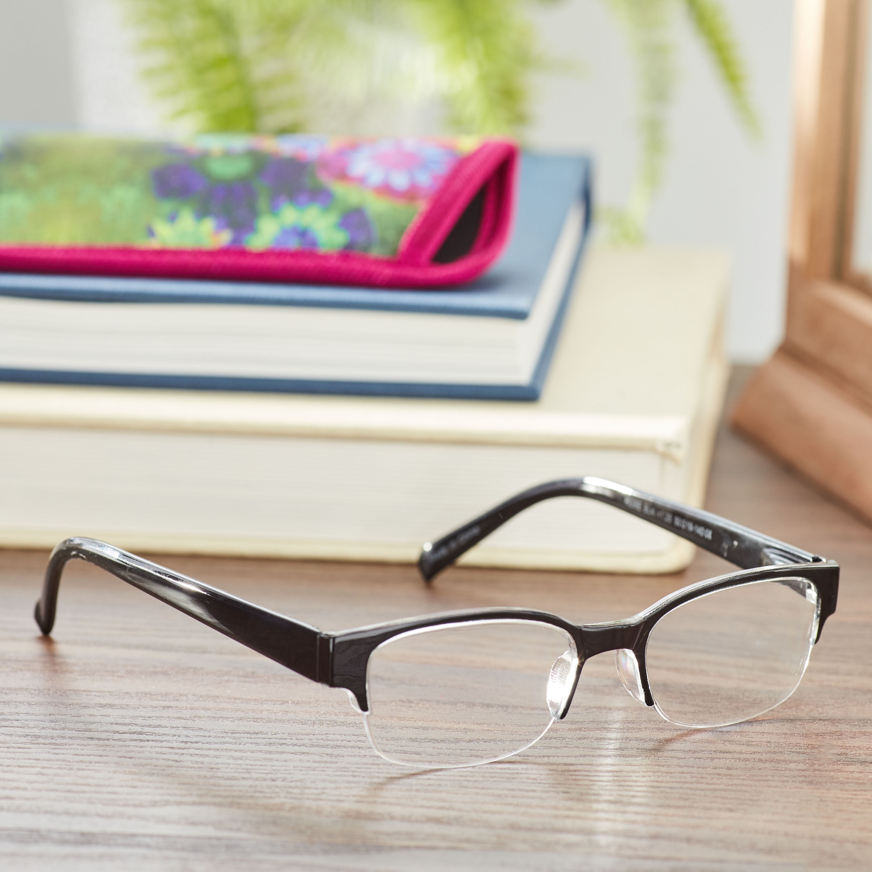 Equate Women's Rose +1.00 Reading Glasses with Case, Black