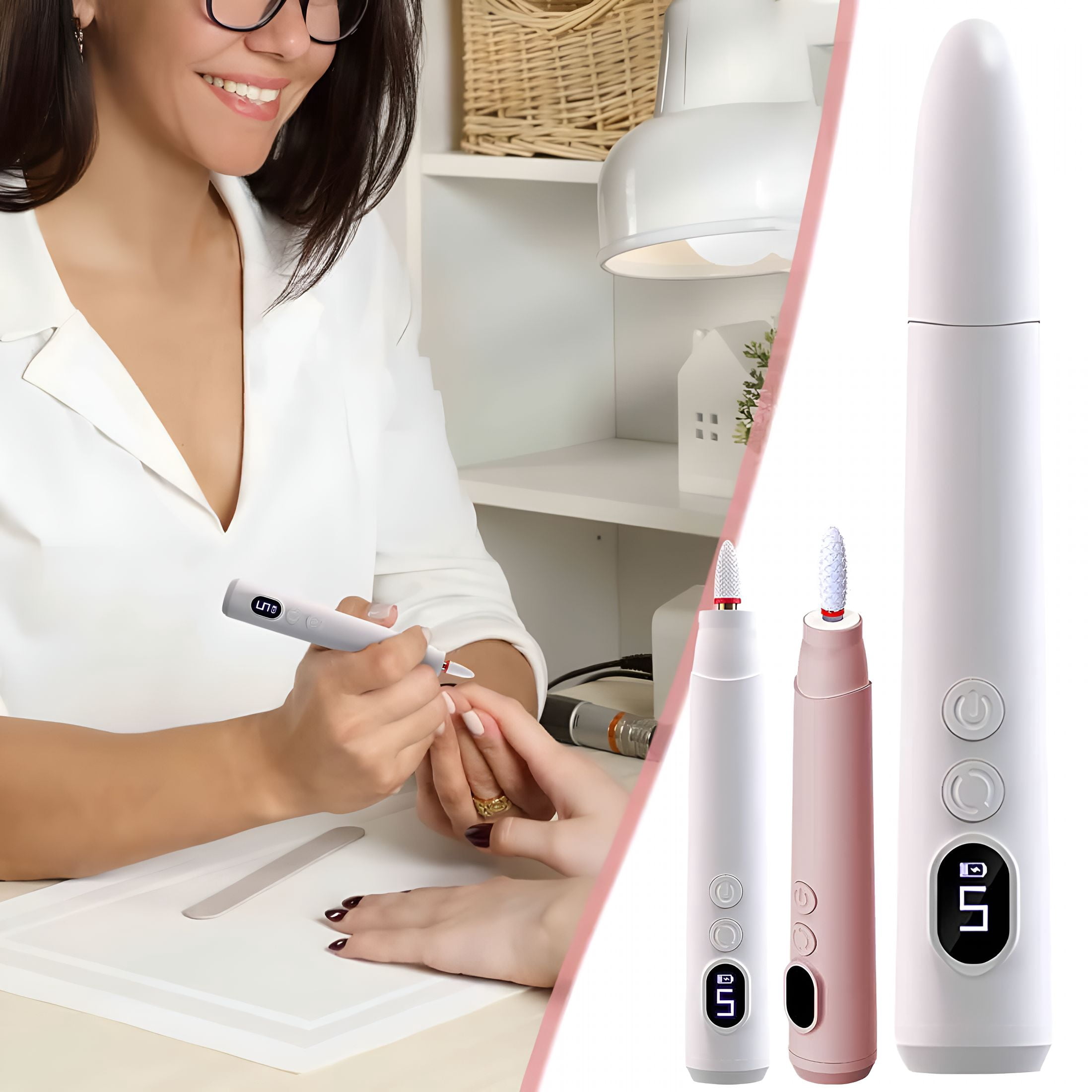 EXLEAF 2026 New Cordless Electric Nail Drill, 5 Speeds Portable Nail Sander Tools Rechargeable Nail Drill Machine for Acrylic Gel Nails, Manicure Pedicure Nail Tool (Pink)