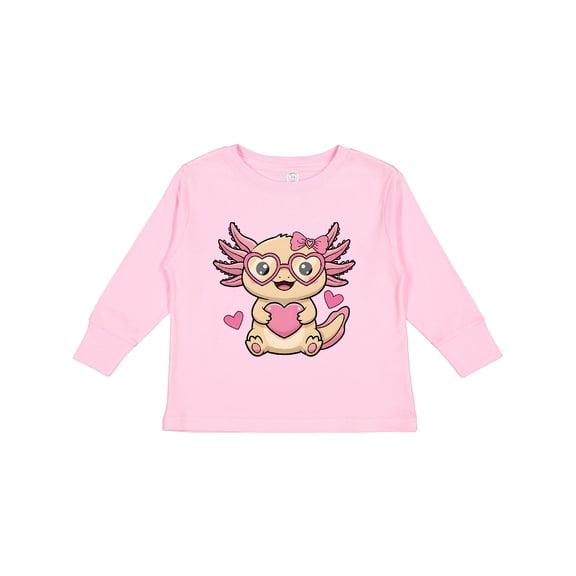 Inktastic Valentine Axolotl Pink Heart Girls Long Sleeve Toddler T-Shirt