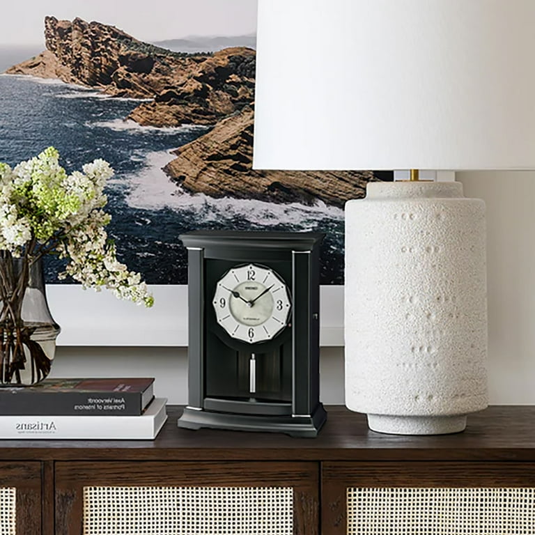 Seiko Jolie Mantel Clock, Black Analog, Mother of Pearl, QXW250KLH