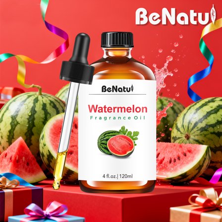 BeNatu Watermelon Fragrance Oil, 4 fl oz (120ml) Fresh Sweet Scented Oil for Diffuser, Candle Making, Soap Crafting, and Home Fragrance Use