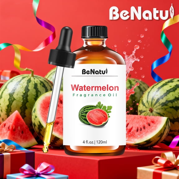 BeNatu Watermelon Fragrance Oil, 4 fl oz (120ml) Fresh Sweet Scented Oil for Diffuser, Candle Making, Soap Crafting, and Home Fragrance Use