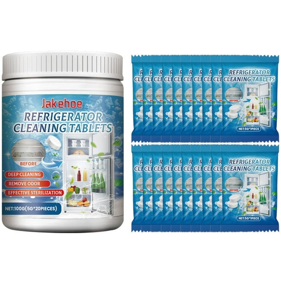 Refrigerator & Freezer Cleaner Tablets - Deep Cleaning Effervescent Formula for Odor Elimination and Dissolving Buildup