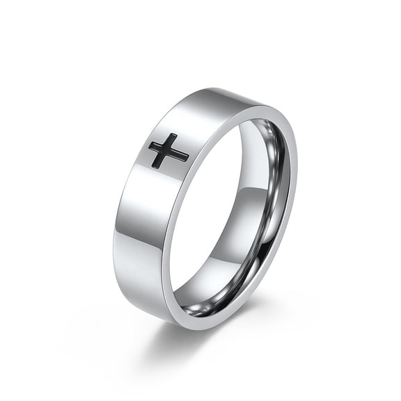 Cross Jesus Christ Religion 14K White Gold Unisex Ring Fashion Party Prayer Lucky Jewelry Gifts to Fellows