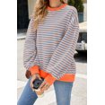 thumbnail image 2 of Sweatshirt For Women Oversized Long Sleeve Striped Pullover Color Block Crewneck Casual Loose Tops Y2K Clothes Workout Shirt, 2 of 7