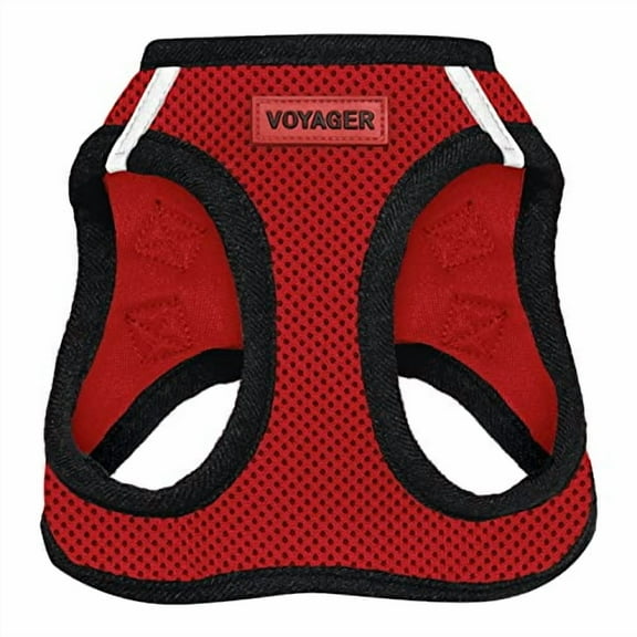 Voyager Step-in Air Dog Harness - All Weather Mesh Step in Vest Harness for Small and Medium Dogs by Best Pet Supplies - Red Base, XXXS