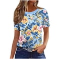 thumbnail image 3 of Busydd T Shirts for Women 2026 Printed Crew Neck Short Sleeve Summer Tops Slim Fit Casual Basic Tee Fashion Breathable Soft Stretchy Top for Daily #01Sky Blue XL, 3 of 6
