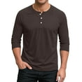 thumbnail image 2 of Mgmyaa Men's Casual Button Down Pullover Shirt 3/4 Sleeve Solid Comfortable Lightweight Daily Wear Versatile Top, 2 of 6