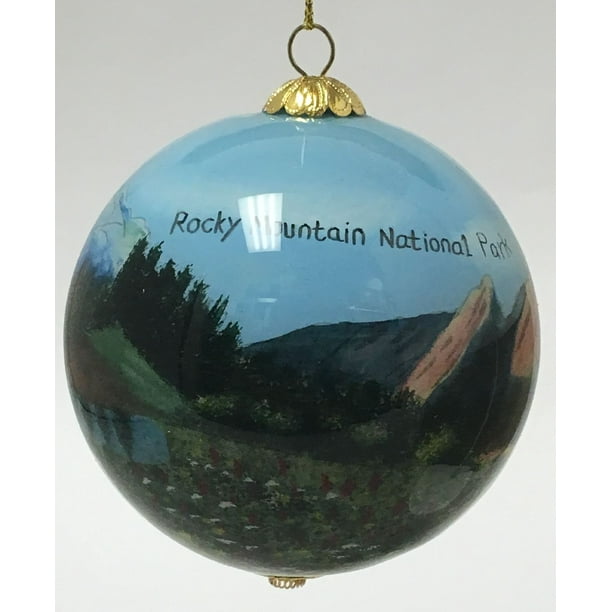 Rocky Mountain National Park Colorado Reverse Painted Glass Christmas