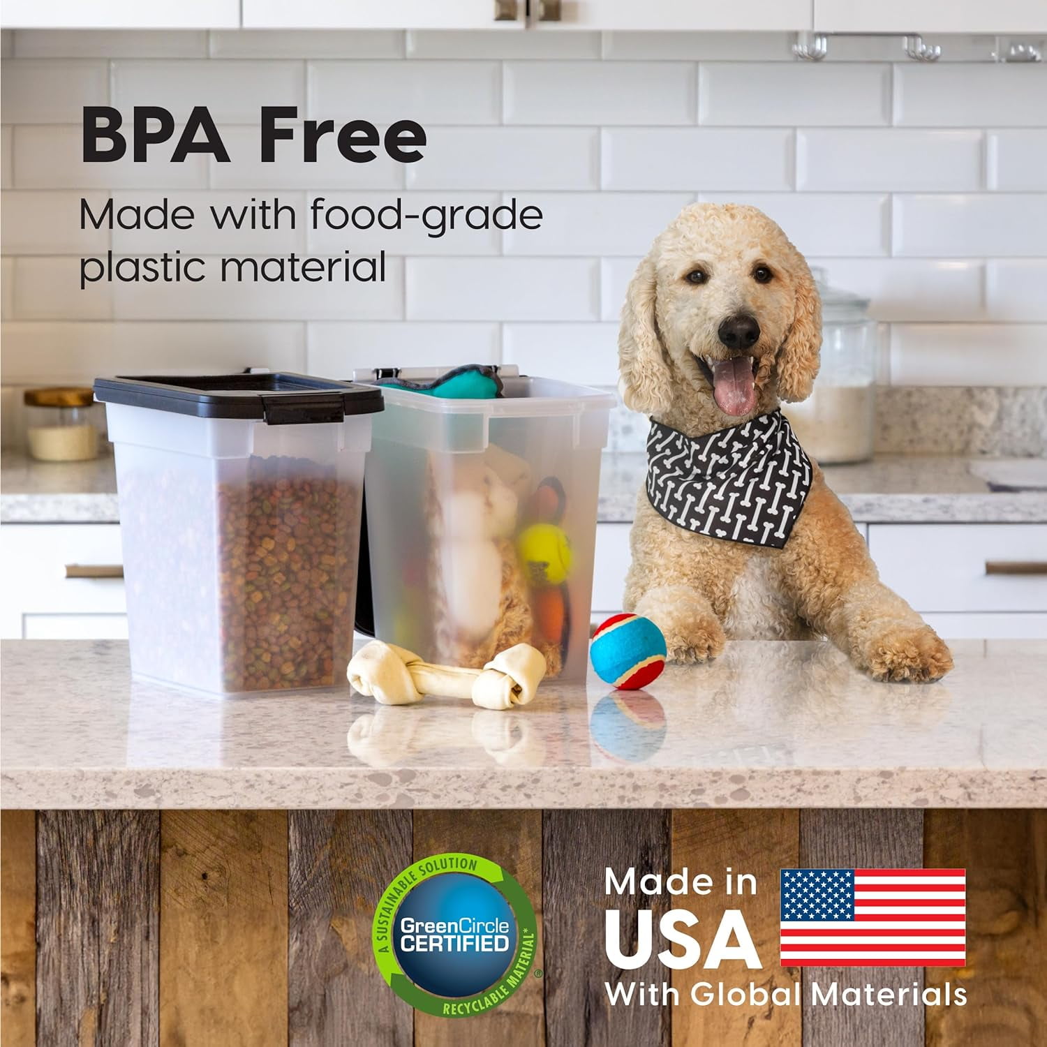 IRIS 10 Lbs. Airtight Pet Food Container | Dog & Cat Food Storage Bin | Treat Box 2Pk