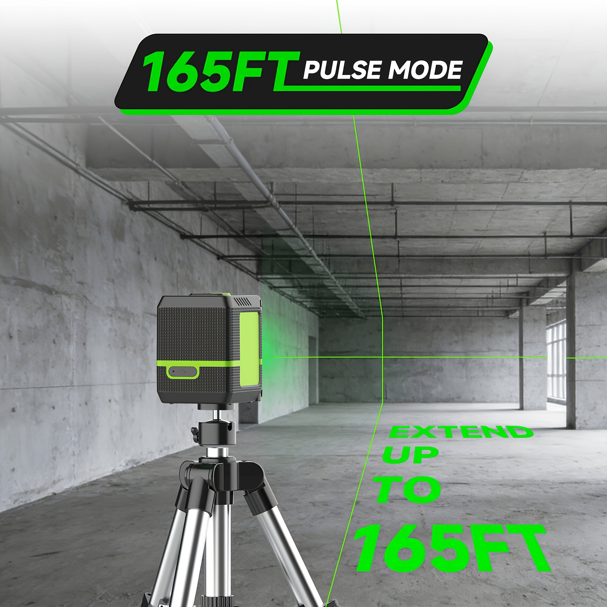 L FINE Self-Leveling Laser Level with Tripod, Green Cross Line, Plastic Housing, Ideal for Picture Hanging, Tile Installation, Home Renovation