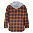 thumbnail image 4 of Men's Checkered Snap Fastener Fleece Jacket, Long Sleeve Hooded Casual Coat with Pockets for Fall, 4 of 6
