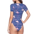 thumbnail image 4 of Balery Flamingo Women's Short Sleevee Crew Neck Bodysuit Tops Short Sleeve Tops Basic-, 4 of 9