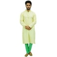 thumbnail image 2 of Atasi Men's Kurta Pyjama Set Long Cotton Yellow Tunic Shirt Ethnic Wear-Small, 2 of 6