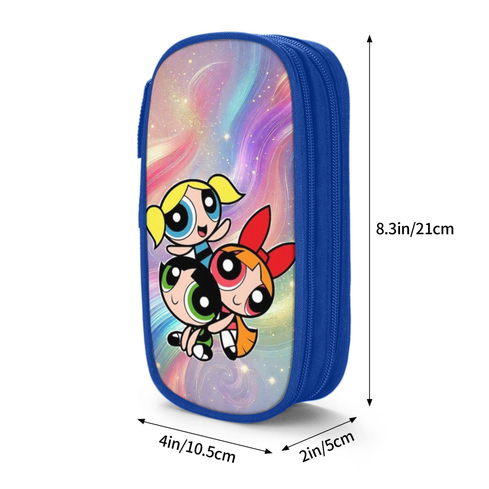 The Powerpuff Gi-rls Pencil Case Large Capacity Pencil Pouch Pen Bag Office Stationery Organizer Travel Makeup Bag Blue