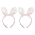 thumbnail image 4 of Bunny Ear Headband 2Pcs Pink Sequin Comfortable Longwear for Easter, 4 of 5