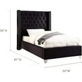 thumbnail image 3 of Homestock Gothic Grace Modern Contemporary Velvet Upholstered Bed with Deep Button Tufting, Solid Wood Frame, and Custom Chrome Legs-Color:Black,Size:Twin, 3 of 6