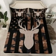 thumbnail image 2 of jejeloiu Vintage Deer Skull Twin Sheet Set,Rustic American Flag Camo,Ultra Soft Decor,3-Piece, 2 of 7