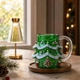 thumbnail image 5 of OANLKGI Christmas Tree Glass Mug Holiday Shaped Coffee Mug 4.8 IN High with Handle for Hot Cocoa Tea Water Home Office Kitchen Table Decor, Green, 5 of 5