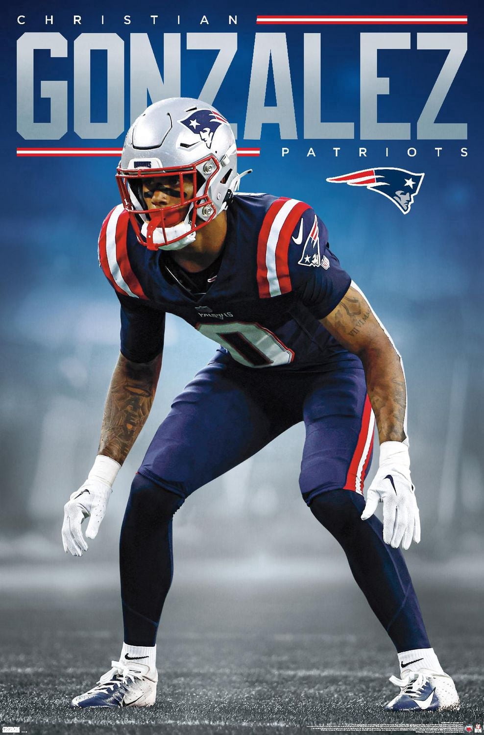 NFL New England Patriots - Christian Gonzalez 24 Wall Poster, 22.375" x 34"
