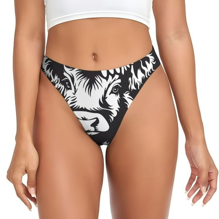 Rateoe Floral Cow Silhouette Pattern Seamless Women Underwear Thongs No Show Ladies Thong No Line Breathable Comfortable Panties Undies for Women-Large