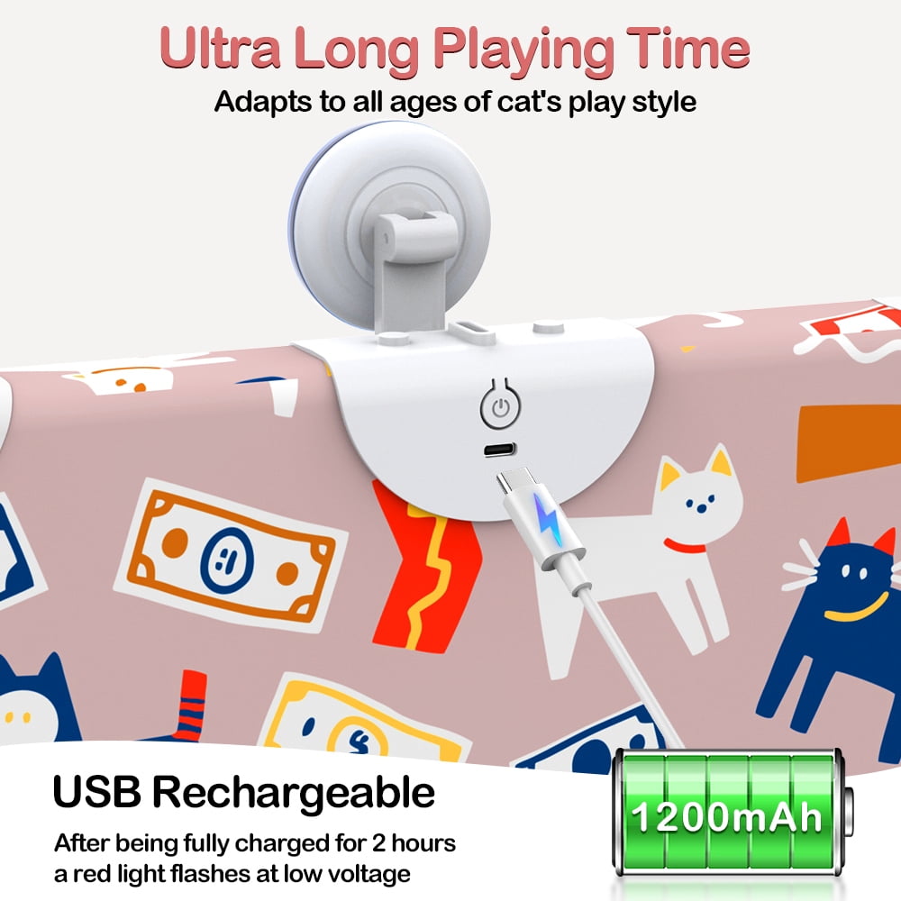 URRU Interactive Cat Toys for Indoor Cats,Moving Concealed Feathers,Real Mouse Squeaky,Touch Activated Cat Exercise Toys USB Rechargeable Self Play Toy for Cats and Kittens