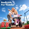 thumbnail image 3 of JoyStone 2-in-1 Toddler Tricycle, Kids Trike with Parent Push Handle, LED Lights, Adjustable Seat, Storage Basket, Push Tricycle Bike for 1-4 Year Old Boys and Girls, Pink, 3 of 11