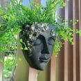 thumbnail image 3 of Jubilant Face Wall Planter Pot Weather-proof Vegetable Herb Succulent Holder Resin Head Flowerpot Figurine Home Balcony Outdoor Garden Decoration, 3 of 8
