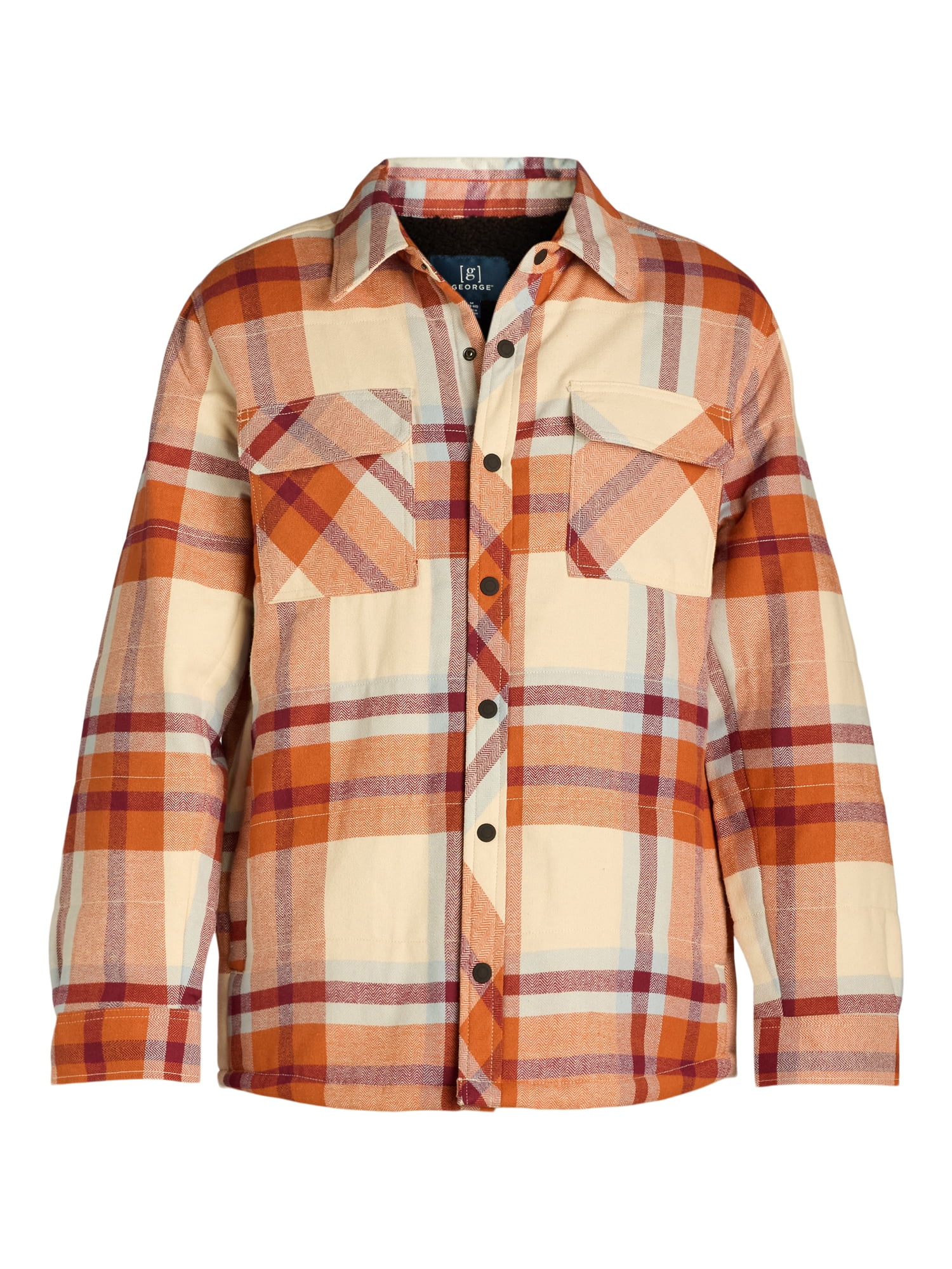 George Men's & Big Men's Fleece Lined Flannel Shirt Jacket, Sizes S-3XL