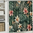thumbnail image 6 of Orinice  Dark Green Shower Curtain,Beach Cheerful Tropical Green Leaves Palm Trees and Flowers Bird Paradise Shower Curtains for Bathroom with 12 Hooks 36x72, 6 of 7