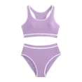thumbnail image 6 of UTSJKR Girls Swimsuit Wide Strap High Waisted Bikini Sets Colorblock Sporty 2 Piece Bathing Suit for 6-16 Years Purple 12-13Years, 6 of 9