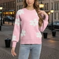 thumbnail image 5 of PFRNLF Womens Floral Sweaters Fall Winter Crew Neck Long Sleeve Loose Knit Pullover Sweater Tops, 5 of 5