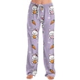 thumbnail image 4 of Easter Womens Silk Pajamas Drawstring Easter-Themed Print Loungewear Wide Leg Stretchy Lounge Pants Elastic Waist Comfy Sleep with Pockets Pants, #338 Purple S, 4 of 6
