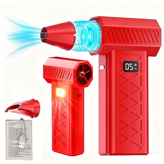 Electric Air Duster,Portable Violent Fan High-power Hair Dryer,With 6 of Wind Strength Adjustment, Mini Air Blower for Car,PC, Electronics, Keyboards （Red）