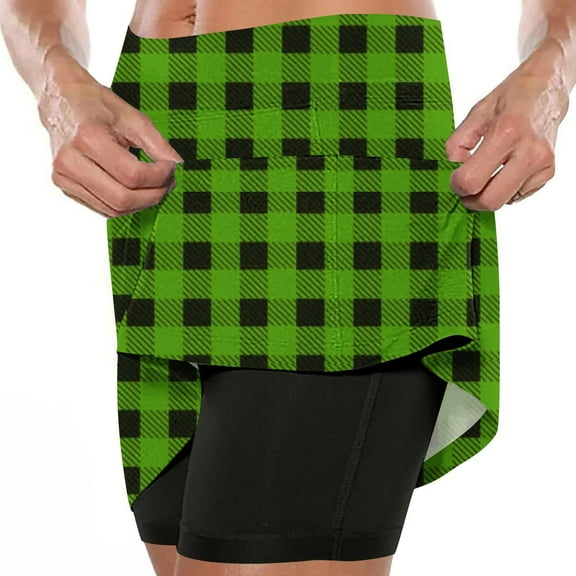 Pants For Womens Oversized Safety Slacks Elasticated Base Shorts Straight Leg Skirt Tight Trousers Plaid Pants Fake Two Piece Skirt Plus Size Shorts Slim Fit Leggings 90% Off Clearance Sale