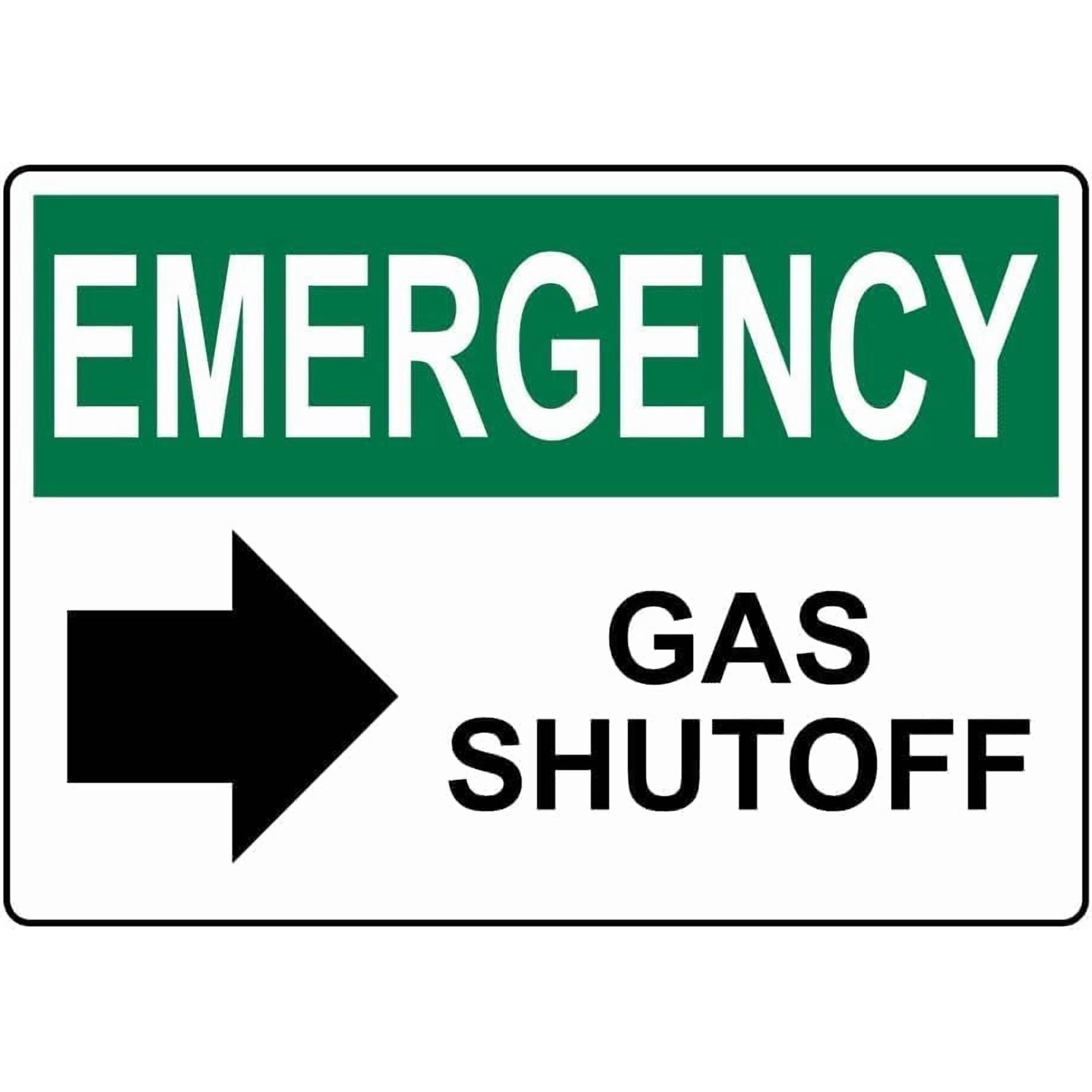 Emergency Gas Shutoff Right Arrow with Symbol Metal Tin Sign 8x12 Inch Caution Plaque Signage Marker for Commercial Building Industrial Facility Utility Area Outdoor Indoor Wall Decor