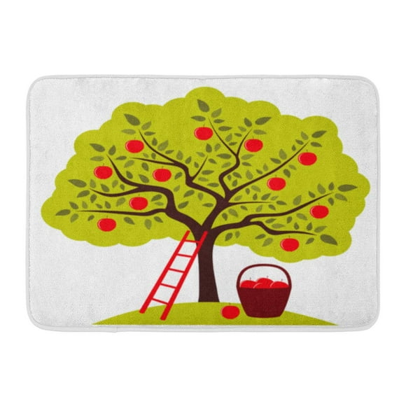 POGLIP Brown Fruit Apple Tree Ladder and Basket of Apples Green Garden Orchard Doormat Floor Rug Bath Mat 23.6x15.7 inch
